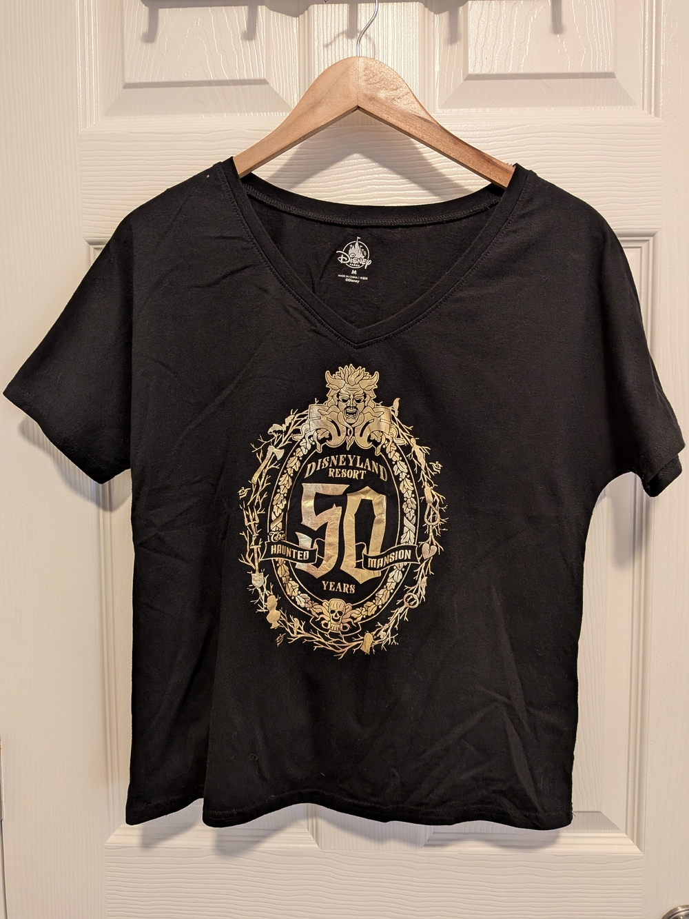Disneyland 50th Anniversary Haunted Mansion Black V-Neck Tee